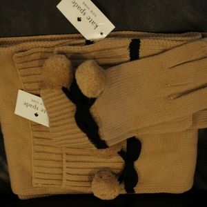 Kate Spade Women's Pale Brown Gloves and Scarf Set